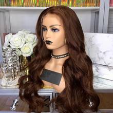 Straight Chocolate Brown Color Lace Front Human Hair Wig Peruvian Honey Blond Wig PrePlucked T Part Remy Wig 180% Bleached Knots 2024 - buy cheap