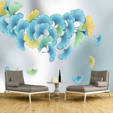 Custom Mural Wallpaper 3D Colorful Ginkgo Leaves Wall Sticker Living Room TV Sofa Bedroom Home Decor Self-Adhesive Wallpaper 3 D 2024 - buy cheap