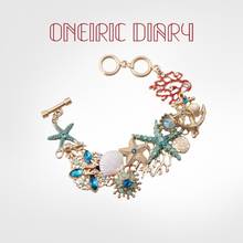 ONEIRIC DIARY Fashion Starfish Coral Shell Bracelet Charms Bracelet Colorful Cystal Rhinestone for Women Jewelry Accessories 2024 - buy cheap