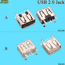 JCD 5 шт./лот A Тип плоский угол (180 градусов) Женский USB PCB разъем, USB разъем usb 2,0 Jack белый/черный 2024 - купить недорого