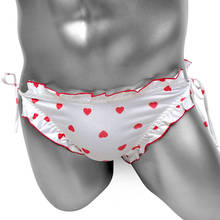 Ruffles Sissy Lacing Panties With Heart Print Lovely Cute Mens Briefs Underwear Sexy Lingerie Frilly Lolita Crossdresser panties 2024 - buy cheap