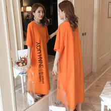 Camiseta de manga corta para mujer, vestido holgado informal de talla grande con letras estampadas, vestido de algodón de estilo coreano para verano #2307 2024 - compra barato