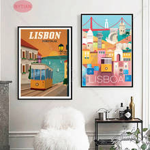 Quadros artísticos para decoração da sala de estar, pintura a óleo de portugal, viagem, cidade do mundo, pôster quadrinhos impressos 2024 - compre barato