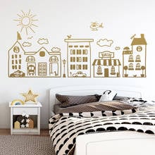 Cartoon Urban Planning Wall Stickers Vinyl Decor For Kids Rooms For Baby's Rooms Decoration Background Sticker Decal 2024 - buy cheap