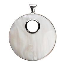 1PC 61x80mm Silver Color Big Round White Natural Mother of Pearl Shell Pendant Charm for DIY Necklace Jewelry Making 2024 - buy cheap