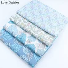 100% Cotton Twill WHITE BLUE Bird Flower Vine Big Palm Leave Fabric Kids Bedding Sheet Handwork Decor Girl Apparel Dress Craft 2024 - buy cheap