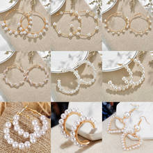 ZOSHI Gold Color Pearl Hoop Earrings for Women Big Circle Statement Fashion Earrings Party Jewelry Drop Shipping 2024 - buy cheap