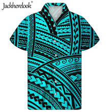 Jackherelook camisa solta havaiana para homens, masculina, estampada tradicional da polinésia, estilo guayabera cubano, manga curta 2024 - compre barato