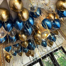 Globos de látex de Metal para fiesta de cumpleaños de niños, confeti dorado y azul, decoración de boda, 15 Uds. 2024 - compra barato