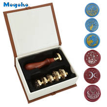 Mogoko New Moon and Star Wax Seal Stamp 6pcs Sealing Wax Stamps&1 Wooden Handle for Wedding Custom Invitations Letters Envelope 2024 - buy cheap