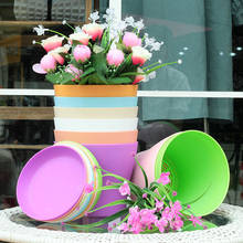 Vaso de flores de plástico redondo, pote de resina colorido durável para flores pequenas, vasos de árvores e plantas, ornamentos em vaso para decoração de casa, hotel e jardim 2024 - compre barato