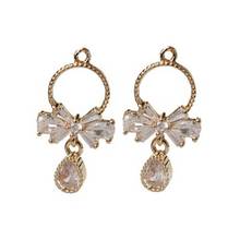 Real Gold Plated Copper Zircon Earrings Charms Bowknot 13x25MM Necklace Pendants DIY Jewelry Making Accessories Findings 2024 - buy cheap