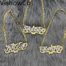 VishowCo 2021 New Custom Name Necklace Women Double Plated Gothic Nameplate Necklace Personalized Customized  Necklace Gift 2024 - buy cheap