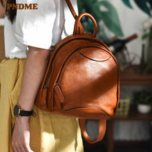 PNDME fashion luxury natural genuine leather ladies backpack casual real cowhide weekend daily women's bagpack small bookbag 2024 - buy cheap