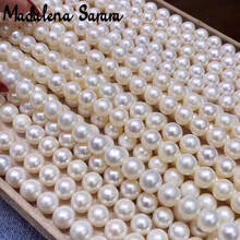 Madalena sarara aaaaa pérola de água doce colar strand branco natural perfeito redondo 8.0-9.0mm feminino jóias fazendo 2024 - compre barato