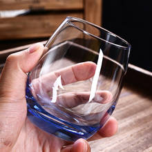 Blue Transparent Wine Glass Water Cup Oval Beer Hotel Gargle Glass Cup Milk Cup Home Office Milk Drinkware Mug Whiskey Glass 2024 - buy cheap