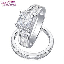 Wuziwen-anillos de boda de plata 925 sólida para mujer, conjunto de anillo de boda con circonita cúbica AAAAA, joyería 2024 - compra barato