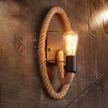 Vintage Hemp Rope Wall Lamp Bedroom Led Wall Lights for Home Industrial Decor Loft Iron Wall Sconce Bedside Bar Light Fixtures 2024 - buy cheap