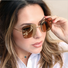 Designer feminino polarizado óculos de sol moda vintage preto tons sem aro quadrados óculos de sol 2020 na moda uv400 2024 - compre barato