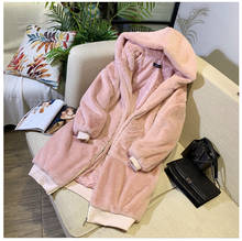Пальто из искусственного меха для женщин 2020, повседневные толстовки, меховая Толстая теплая длинная куртка из искусственного кроличьего меха, свободное зимнее пальто для женщин Casaco Feminino 2024 - купить недорого