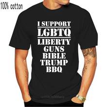 Eu apoio lgbtq liberty guns bíblia trump bbq t camisa 2nd 45th novo verão moda masculina estilo manga curta causal t logo camisas 2024 - compre barato