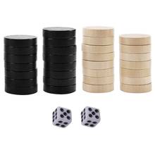 Juego de mesa de madera con 2 dados para niños, juego de ajedrez, Backgammon, entretenimiento de Camping, 30 piezas 2024 - compra barato