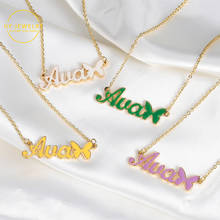 Custom Butterfly Name Necklace Personalized Drop Oil Jewelry Stainless Steel Gold Plated Necklace Women Letter Nameplate Pendant 2024 - buy cheap