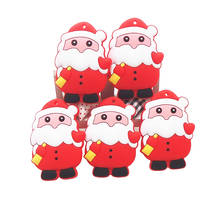 Chenkai 10PCS Silicone Santa Claus Teether Baby Cartoon Teether For DIY Baby Nursing Chewing Teether Chain Pendant Necklace Toy 2024 - buy cheap