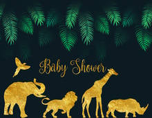 Фон для фотосъемки дикий мальчик вечеринка в душе джунгли сафари бэйбидуш фон для фотосъемки золотые блестящие животные баннер 2024 - купить недорого
