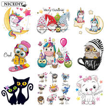Nicediy Cartoon Unicorn Patches Iron On Transfers For Clothing Heat Transfer Vinyl Sticker For Kids T-shirt Applique Washable 2024 - buy cheap