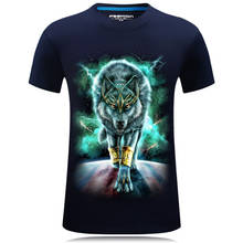 Camisetas con estampado 3D de lobo para hombre y mujer, playeras azules de manga corta con estampado de animales, camisetas de moda de gran tamaño 2024 - compra barato