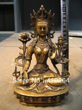 Colecciones estatua de bronce de Buda 21CM, hermosa Tara Verde 2024 - compra barato
