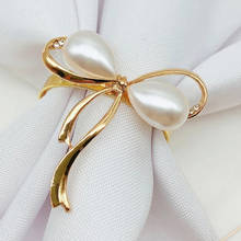 1pcs Fashion Wedding Napkin Ring Pearl Bow Napkin Buckle Metal Plating Napkin Ring Holiday Party Desktop Decoration 2024 - buy cheap