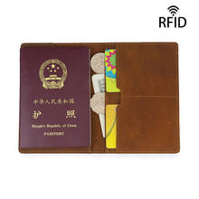 Genuine Leather Passport Holder Document Organizer Cover Crazy Horse Leather Rfid Credit Card Wallet for Men Travel 2024 - buy cheap