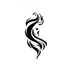 Car Sticker Sexy Long Hair Quiet Girl Face Fantasy Style Car Accessories Decoration PVC Car Sticker Black/White, 19cm*9cm 2024 - buy cheap