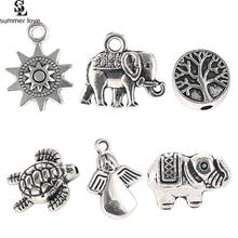 10PCS Vintage Antique Silver Color Alloy Charms Connector Elephant Tree Heart Pendant Diy Jewelry Findings Bracelets Accessories 2024 - buy cheap