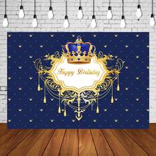 Baby Royal Birthday Party Backdrops 1st Birthday Blue Banner 2 3 Years Old Studio Photo Background Celebrating Wall Decorations 2024 - buy cheap