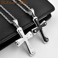 SUNNERLEES Stainless Steel Jesus Christ Cross Pendant Necklace Rolo Link Chain Silver Color Gold Plated Men Women Gift SP263 2024 - buy cheap