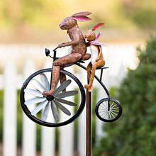 Rabbit Cats on Bike DIY Windmill Animal Bicycle Wind Spinner Whirligig Garden Lawn Decorative Gadgets Kids Outdoor Toys 2024 - buy cheap