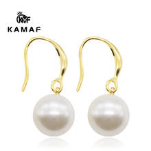 KAMAF-pendientes de perlas de estilo dulce para niña, aretes de circonita con incrustaciones de cruz, joyería 2024 - compra barato