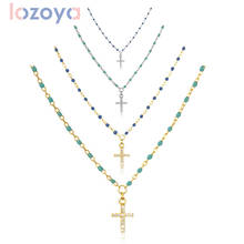 Lozoya 100% 925 Sterling Silver Small cross Pendant Necklace 2020 Rock Punk Fashion Women Accessories Fine Jewelry Crystal 2024 - buy cheap