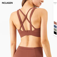 NCLAGEN-Sujetador deportivo de alto impacto para mujer, ropa interior elástica de realce para gimnasio, parte de entrenamiento, entrecruzado, Top corto de Yoga Sexy 2024 - compra barato