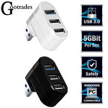 Mini rotatable 3 portas usb 3.0 hub de alta velocidade de transferência dados divisor caixa adaptador para computador portátil macbook pro 2024 - compre barato