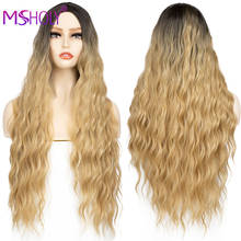 Msholy-Peluca de cabello sintético largo para mujer, cabellera artificial ondulado con ondas profundas, color rubio degradado, marrón, para Cosplay 2024 - compra barato