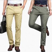 Calça masculina solta de algodão, calça casual de cintura alta lisa para homens, calça de negócios na moda, calça reta casual 2024 - compre barato