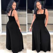 Casual Summer Jumpsuit Sexy Women Spaghetti Strap Elegant Solid Wide Leg Loose Straight Romper 2024 - buy cheap