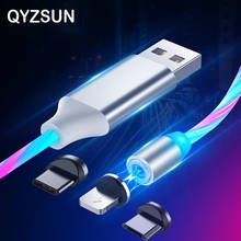 Магнитный Быстрый зарядный Micro USB кабель для samsung iPhone 11 Pro X 6 7 8 usb type C светящийся Магнитный кабель для мобильного телефона USB шнур 2024 - купить недорого