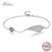 Women Men Angel Wings Bracelets Blue Lucky Eye Sterling 925 Silver Bracelet Pave Setting CZ Crystal Silver Jewelry Gifts KLTB055 2024 - buy cheap