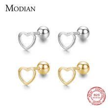 Modian-pendientes de corazón calado para mujer, de plata de ley 100%, Color dorado, 925, joyería de fiesta 2024 - compra barato