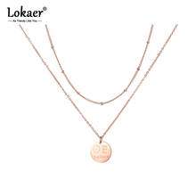 Colar de dupla camada lokaer n18241, colar de ouro rosa com pingente de moeda 2024 - compre barato